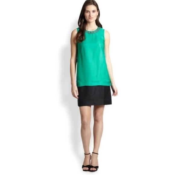 Kate Spade Rosita Mini Dress NWT Sleeveless Rhinestone Two Tone Women's Size 10 - Picture 1 of 11